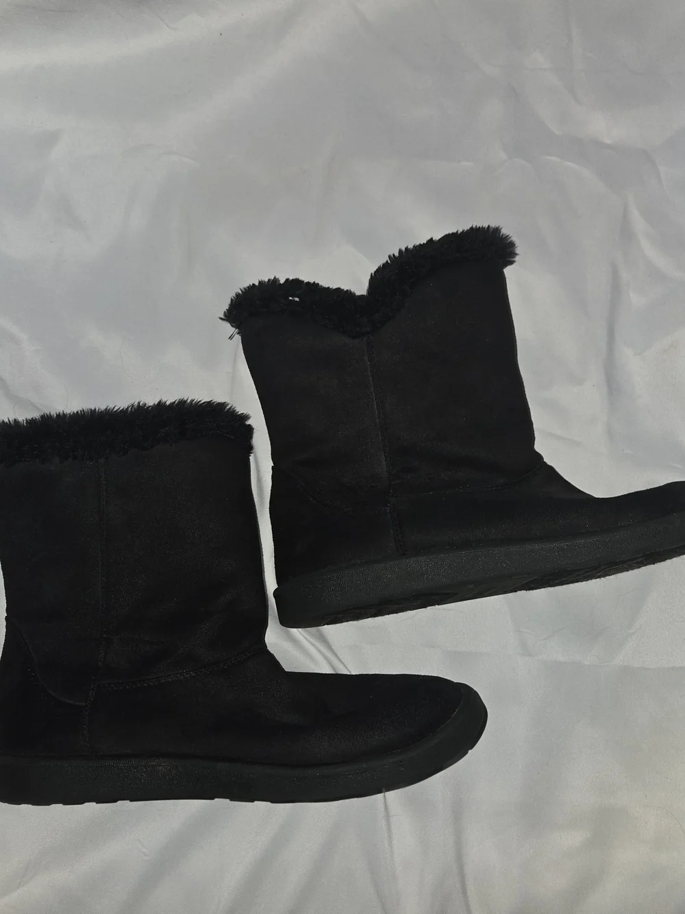 Roebuck & Co. Fiona Black Faux Suede Faux Fur Lined Winter Boots Women's Size 8